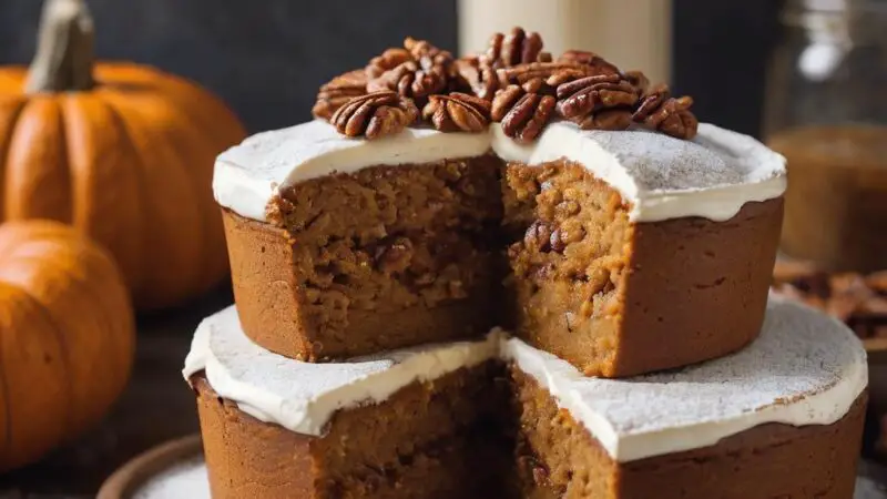 Pumpkin Cake with Cream Cheese and Candied Pecans Frosting: A Festive Delight