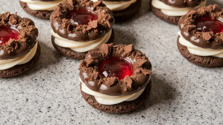 Gourmet Black Forest Cherry Cookies with White Chocolate Cream