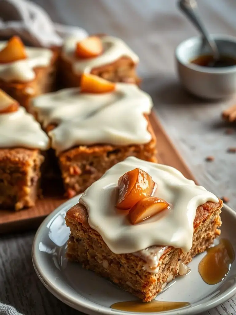 Irresistible Cinnamon Blondies with Caramelized Apples and Cream Cheese Frosting