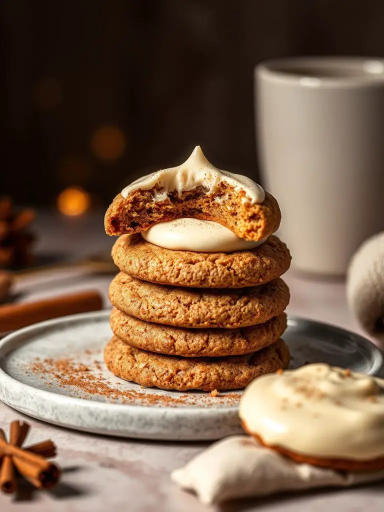Soft and Cakey Pumpkin Spice Cookies with a Cream Cheese Frosting