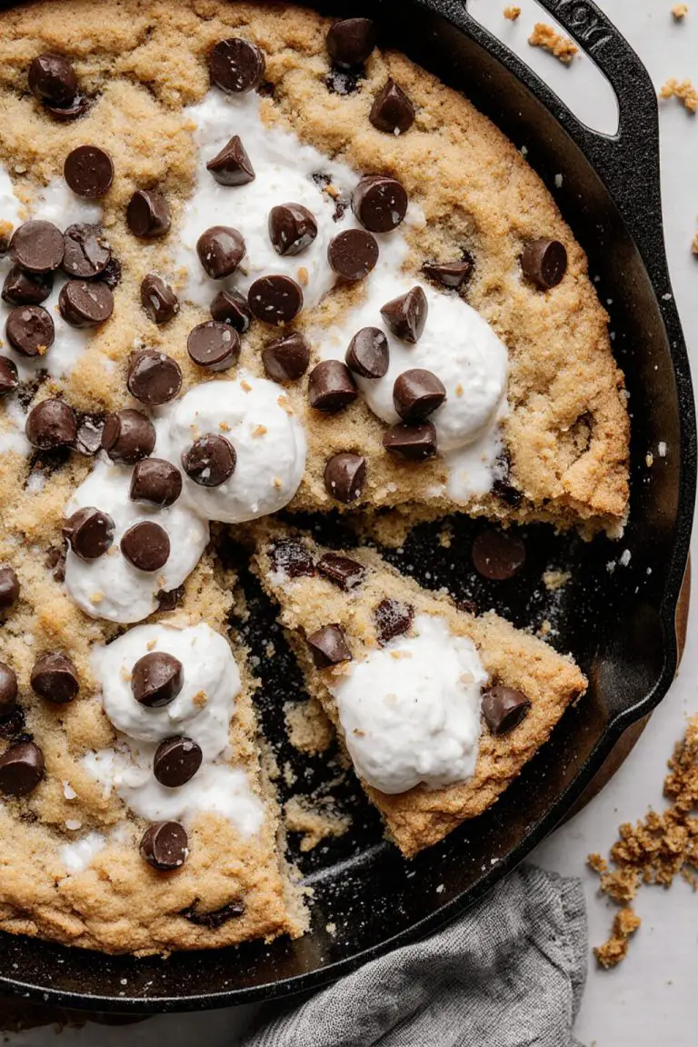 Gooey S’mores Cookie Skillet with Marshmallow Creme Center