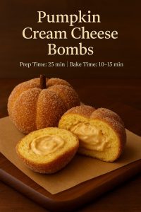 Pumpkin Shaped Bread (with Cream Cheese Filling)