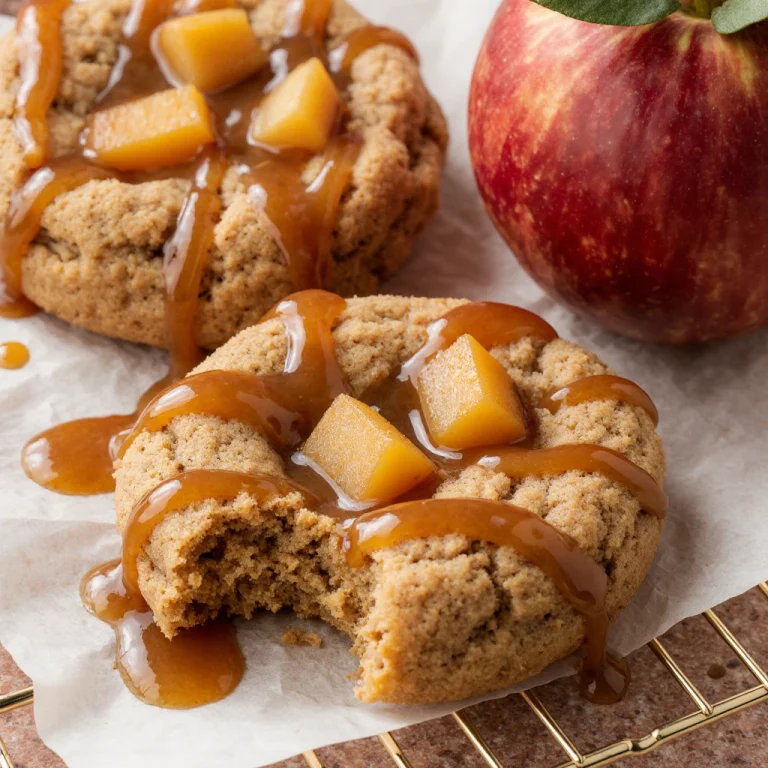 Delicious Caramel Apple Cookies with Rich Salted Caramel Drizzle
