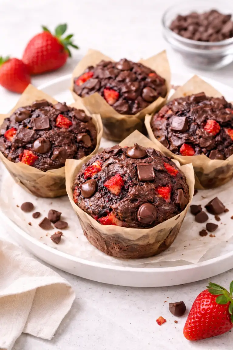 Making Double Chocolate Strawberry Banana Muffins